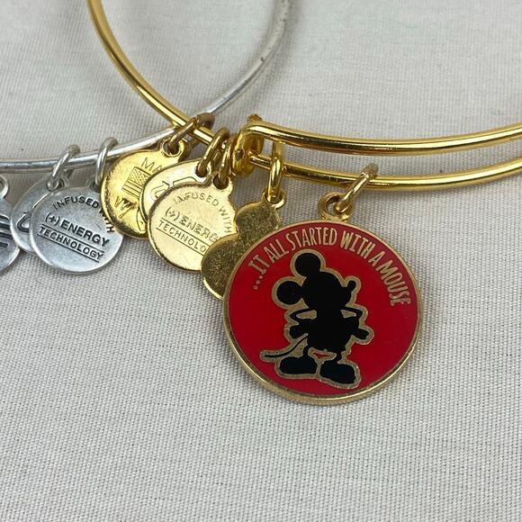 Alex and Ani Disney Parks Mickey Mouse Silver and Gold Toned Bracelet Lot - Picture 3 of 8